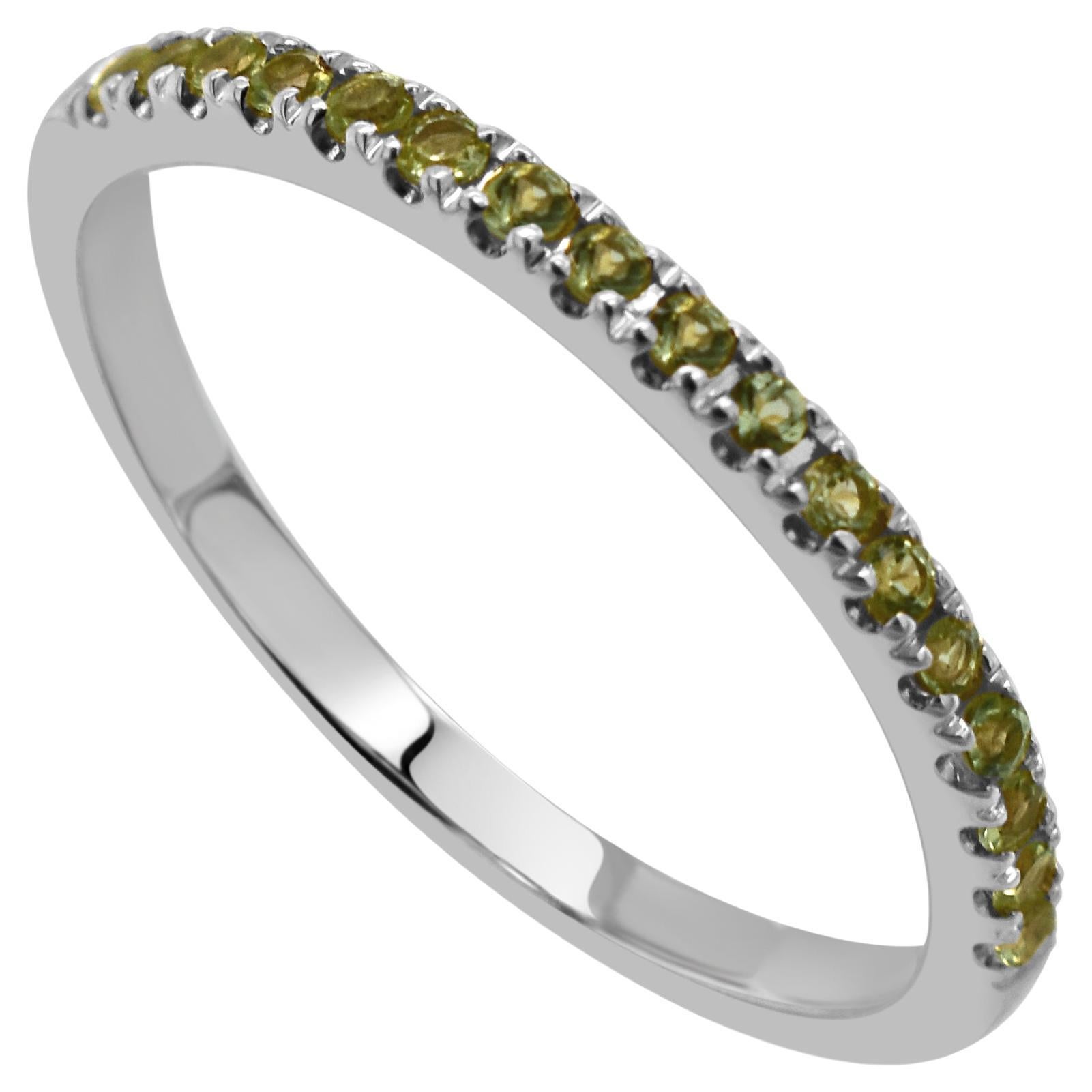14K White Gold Peridot Half-Way Around Band for Her For Sale