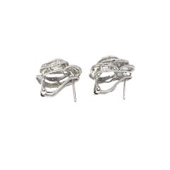 14k White Gold Petal-Layered Diamond Rose Earrings