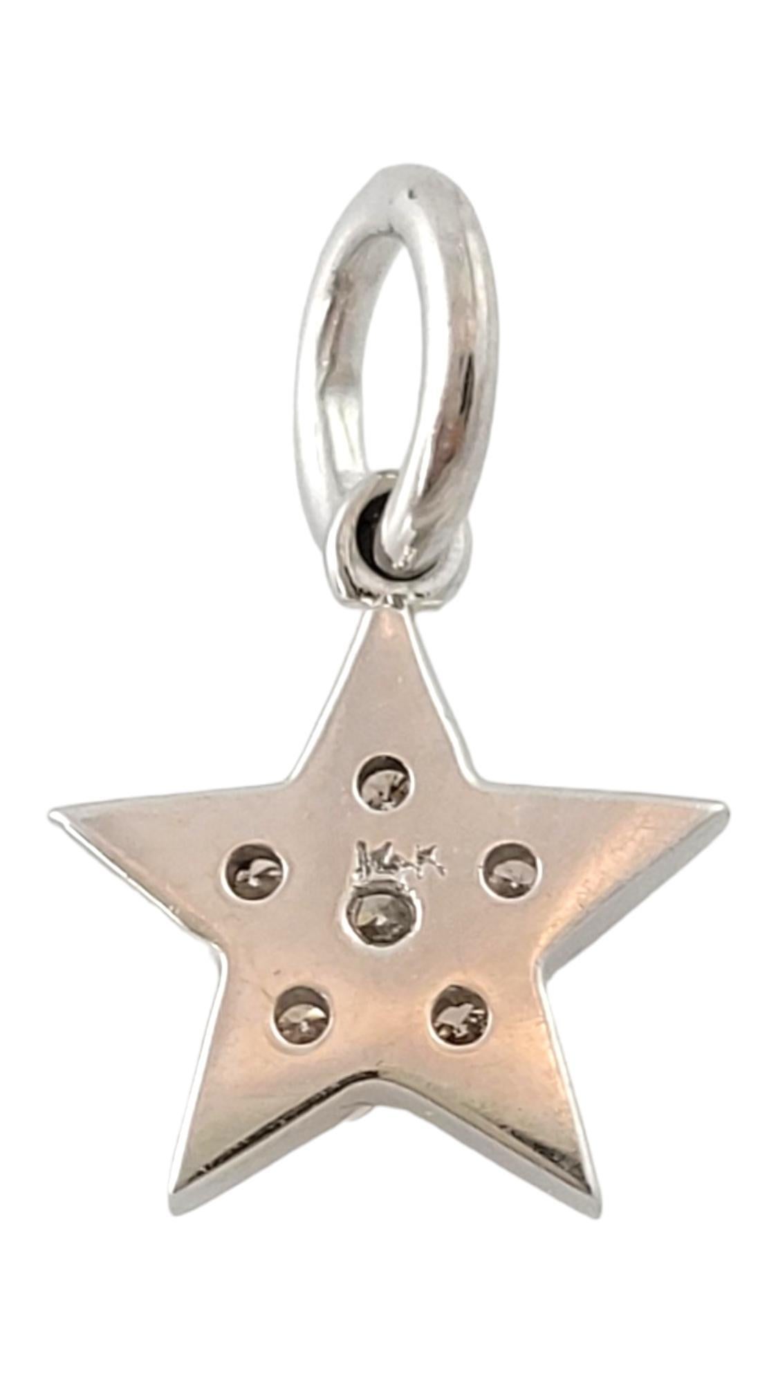 14K White Gold Petite Diamond Star Pendant #16907 In Good Condition For Sale In Washington Depot, CT