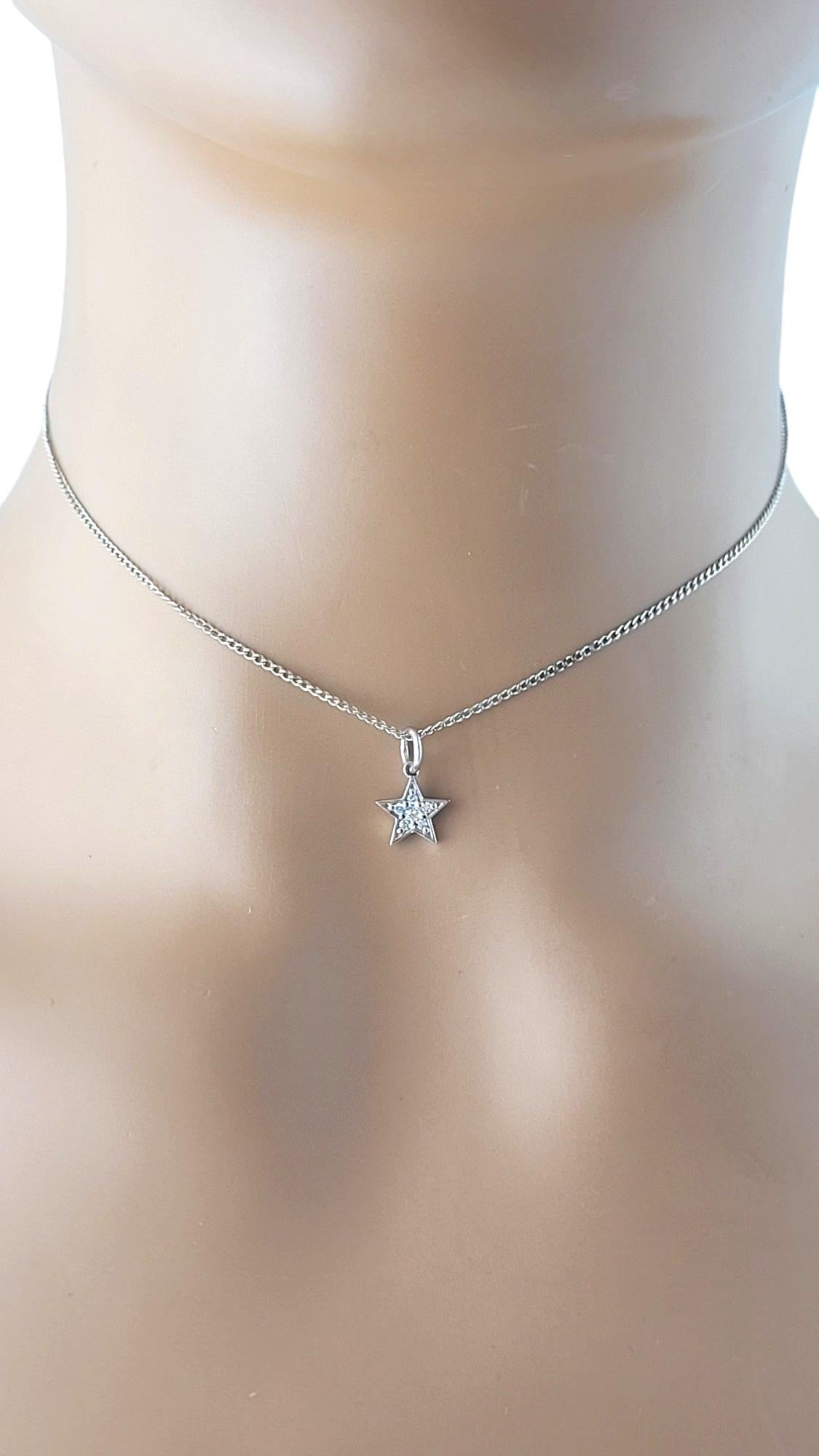 14K White Gold Petite Diamond Star Pendant #16907 For Sale 1