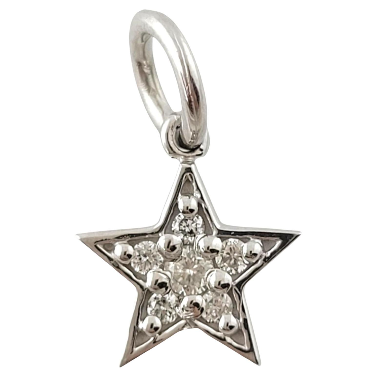 14K White Gold Petite Diamond Star Pendant #16907 For Sale