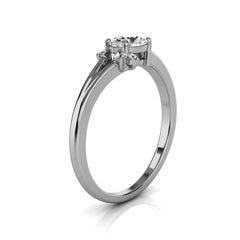14 Karat White Gold Petite Earthy Organic Design Diamond Ring Center-1/2 Carat