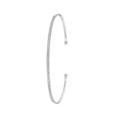 14 Karat White Gold Petite Flex Cuff Diamond Bangle Bracelet '1/5 Carat'