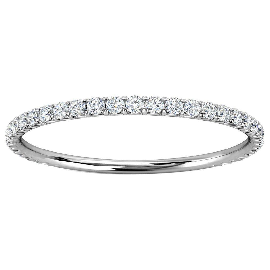 For Sale:  14K White Gold Petite GIA French Pave Diamond Ring '1/5 Ct. tw'