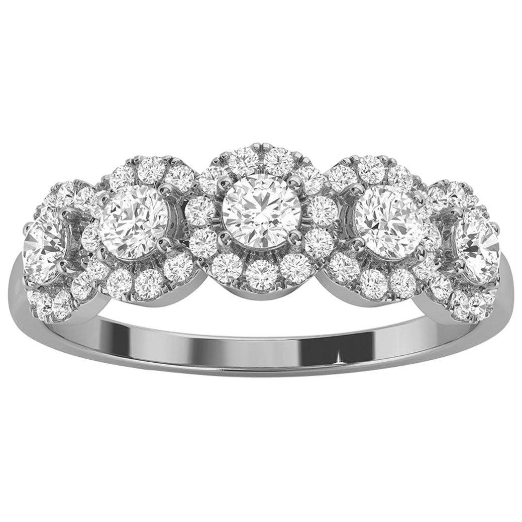 For Sale:  14k White Gold Petite Jenna Halo Diamond Ring '1/2 Ct. tw'
