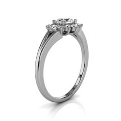 14 Karat White Gold Petite Organic Design Cushion Diamond Ring Center-1/2 Carat