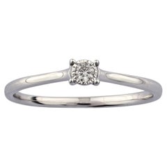 Anillo de Diamante Solitario Redondo Petite de Oro Blanco de 14 K