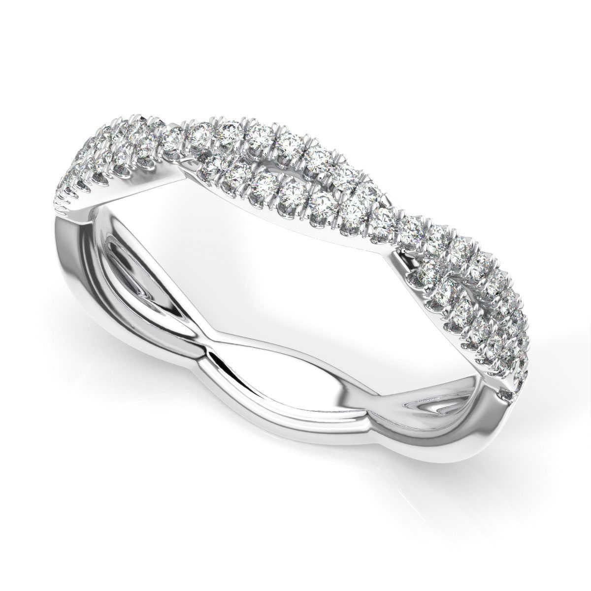 Round Cut 14 Karat White Gold Petite Verona Infinity Diamond Ring '1/4 Carat' For Sale