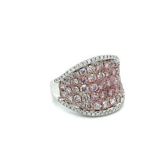 14k White Gold Pink Diamond Micro Pave Wide Face Ring