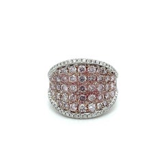 14k White Gold Pink Diamond Micro Pave Wide Face Ring