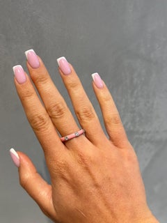 14K White Gold Pink Enamel & Diamond Ring