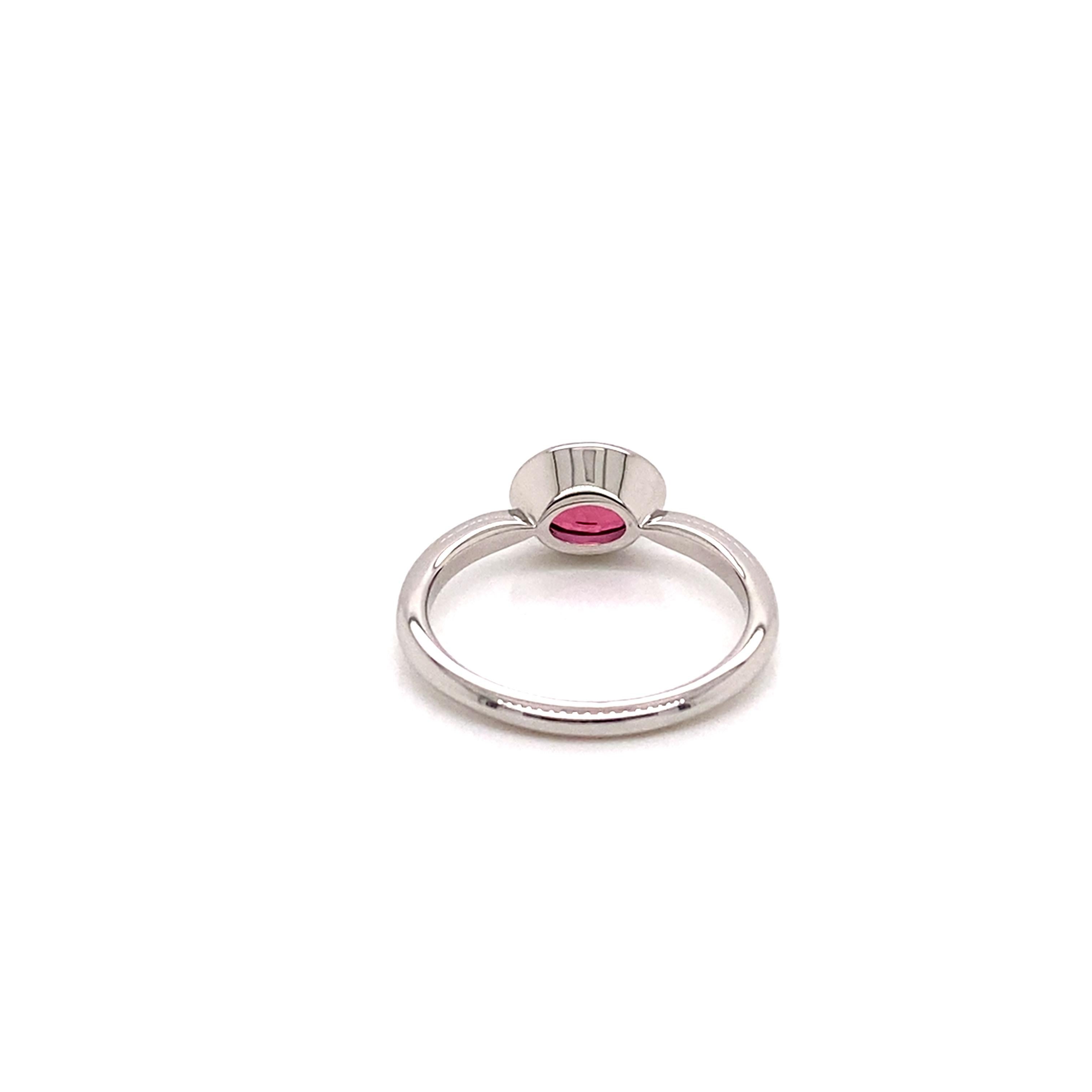 Oval Cut 14k White Gold Pink Oval Tourmaline East West Horizontal Ring For Sale