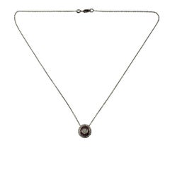 14K White Gold Pink Sapphire and Diamond Circular Pendant Necklace #18859