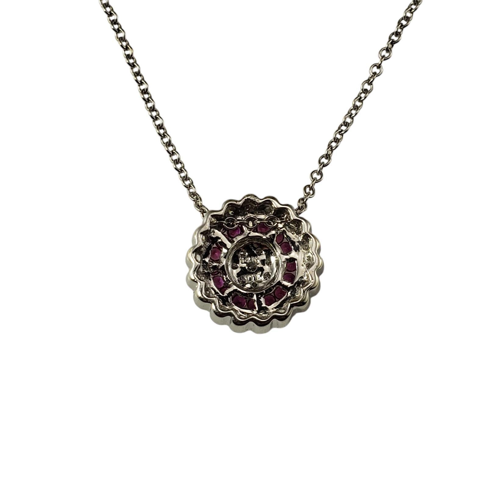 Women's 14K White Gold Pink Sapphire and Diamond Circular Pendant Necklace #18859 For Sale