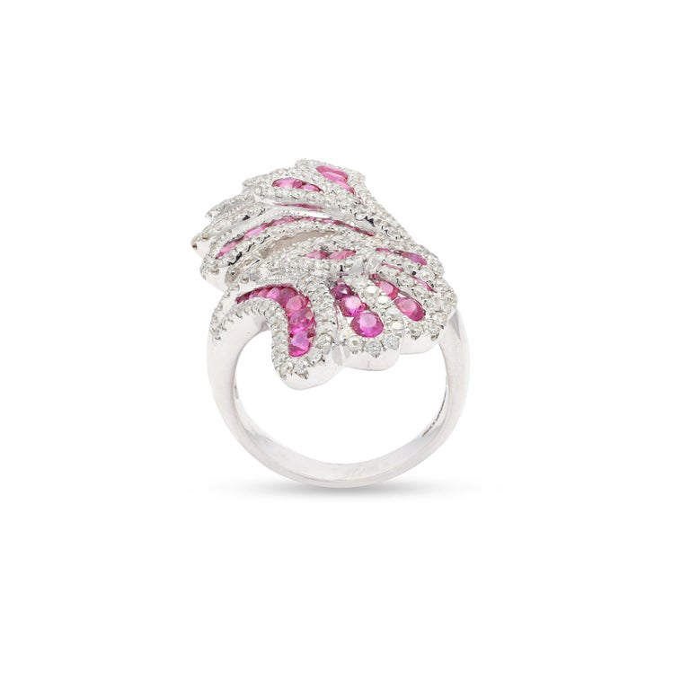 Customizable 14K White Gold Pink Sapphire and Diamond Designer Cocktail ...