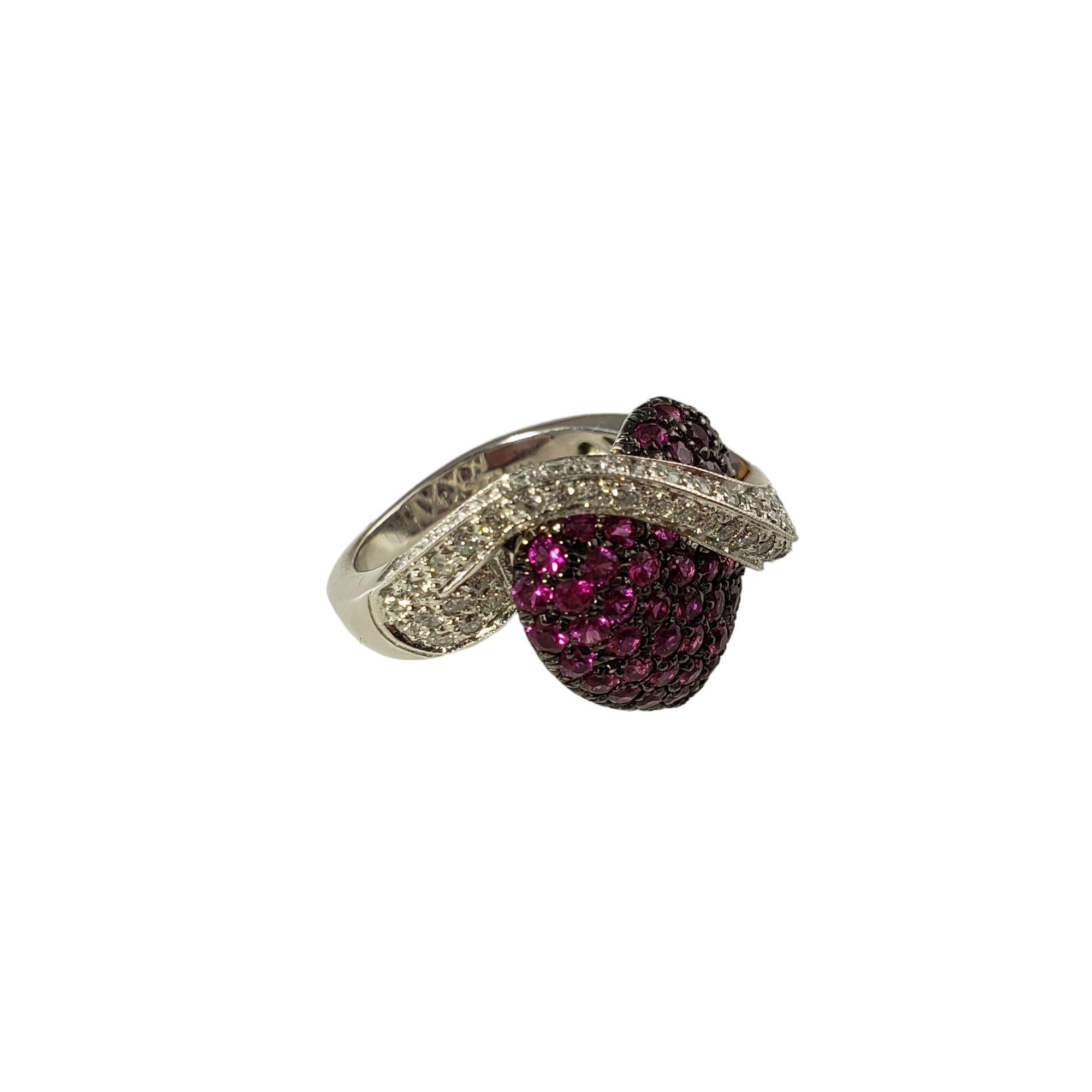 14k Weißgold Herzring mit rosa Saphir und Diamant #14005 im Zustand „Gut“ im Angebot in Washington Depot, CT