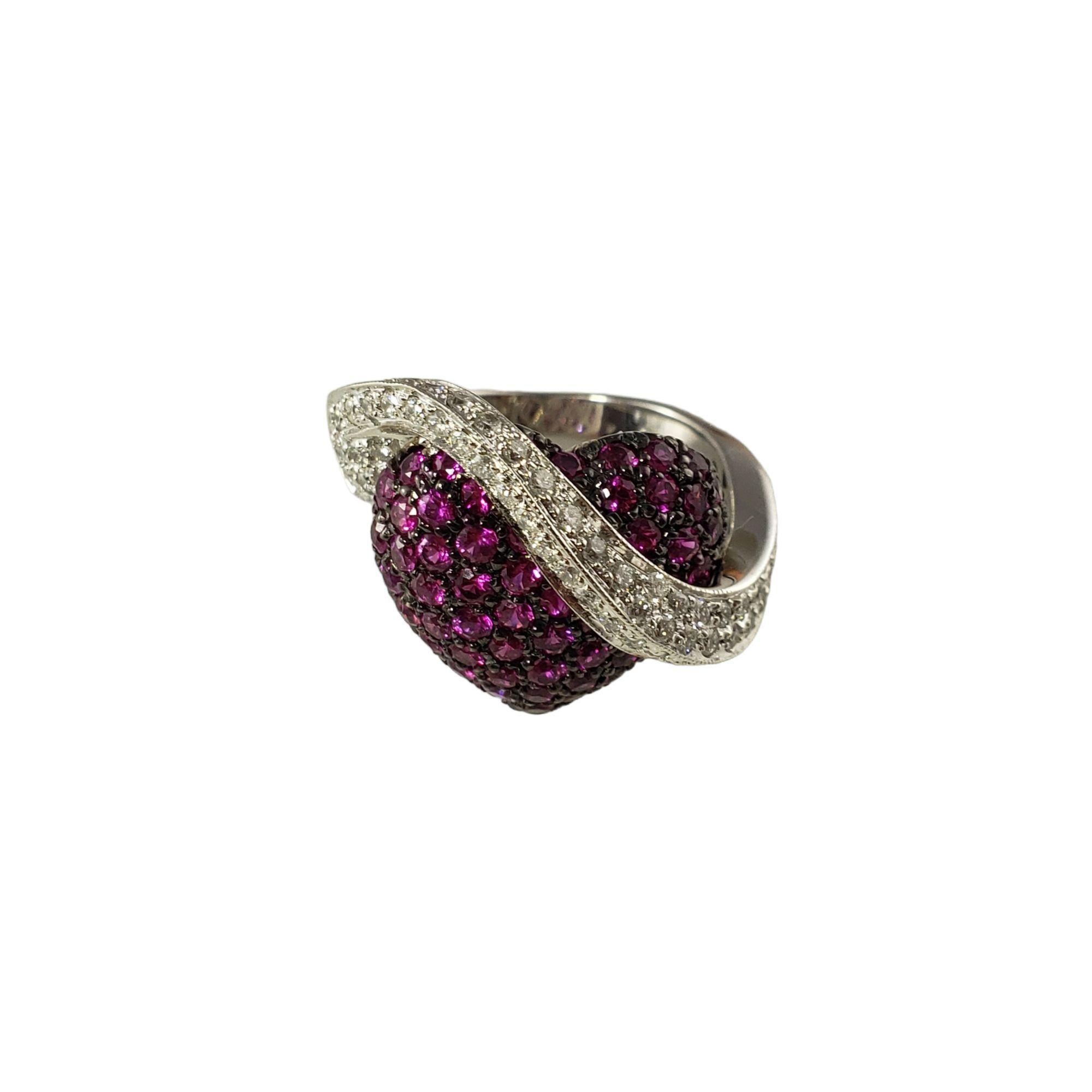 14k Weißgold Herzring mit rosa Saphir und Diamant #14005 Damen im Angebot