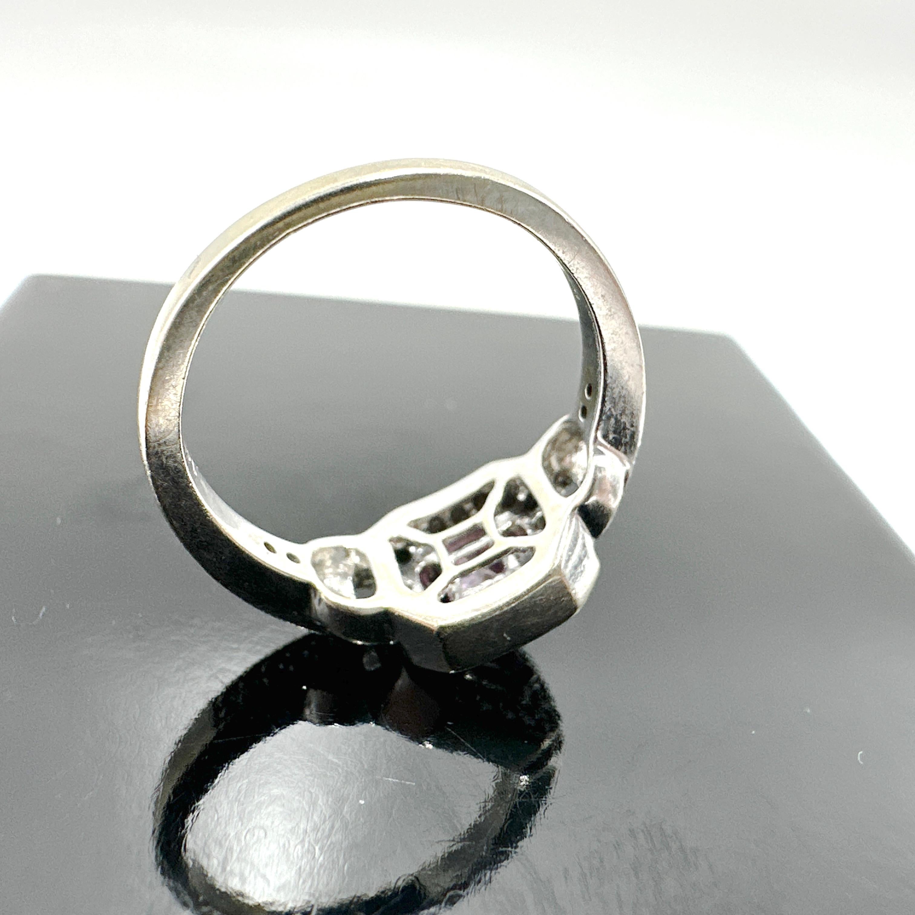 14k White Gold Pink Sapphire and Natural Diamond Ring 0.48TCW 2