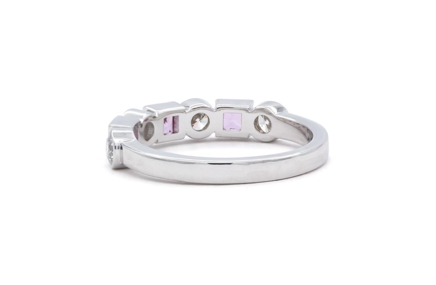 14k Weißgold Rosa Saphir & Diamant Mode Stacking-Ring im Zustand „Neu“ im Angebot in Tustin, CA