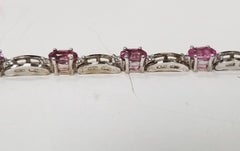 14 Karat White Gold Pink Tourmaline and Diamond Bracelet