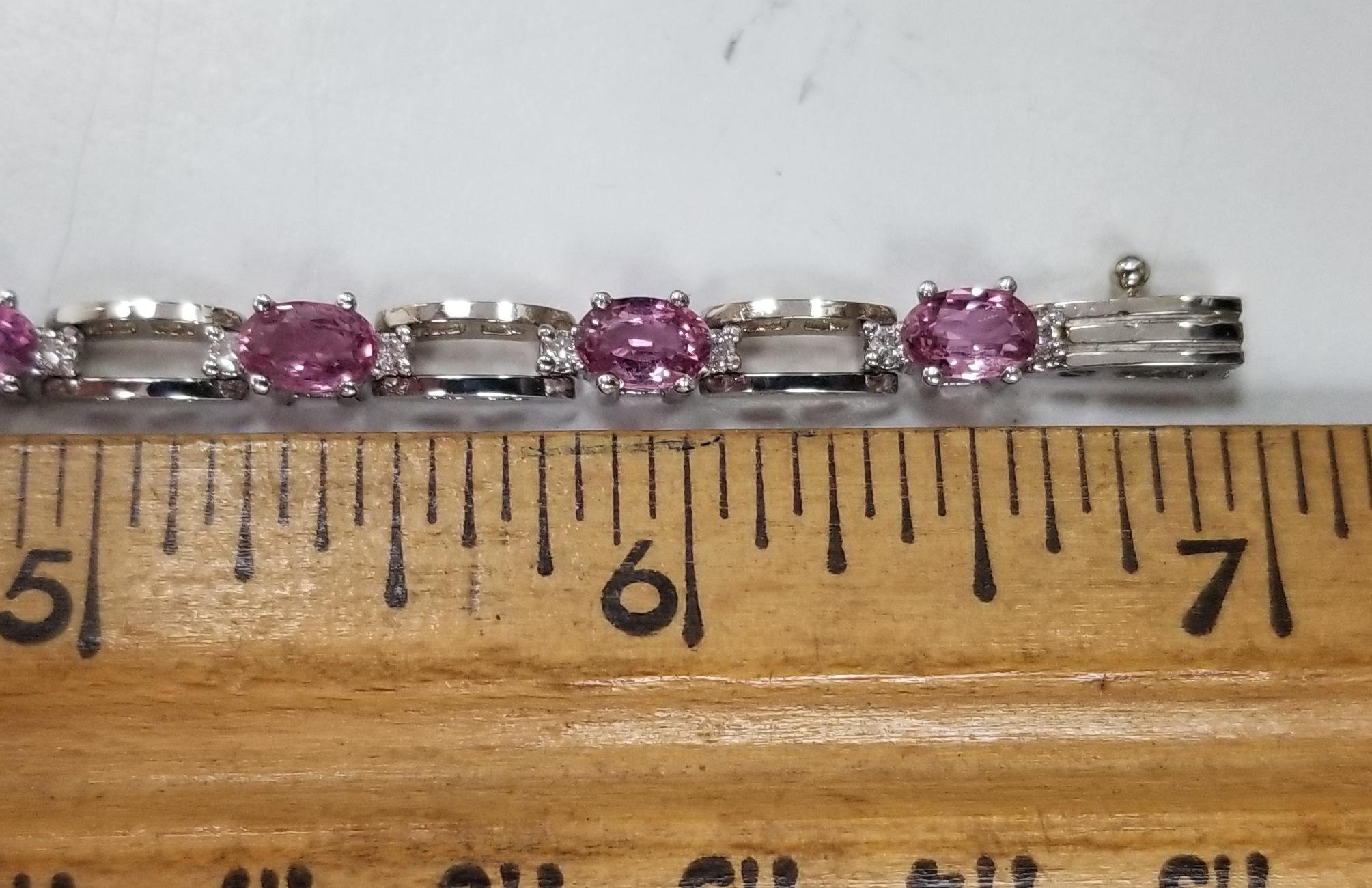 14 Karat White Gold Pink Tourmaline and Diamond Bracelet In New Condition For Sale In Los Angeles, CA
