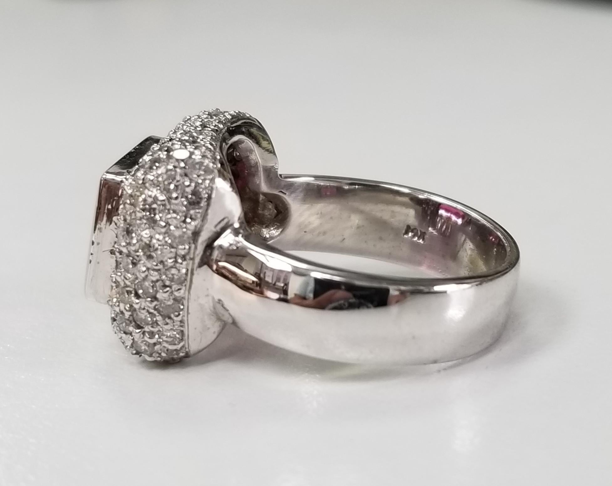 Ring aus 14 Karat Weißgold mit rosa Turmalin und Diamant (Zeitgenössisch) im Angebot