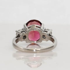 14K White Gold Pink Tourmaline & Diamond Ring 4.9g