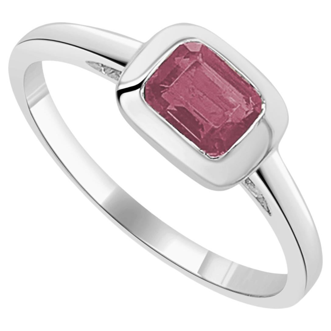 14K White Gold Pink Tourmoline Ring for Her For Sale