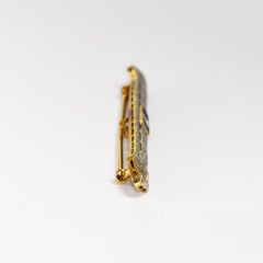 14K White Gold & Platinum Antique Brooch w/ Diamond & Blue Spinel