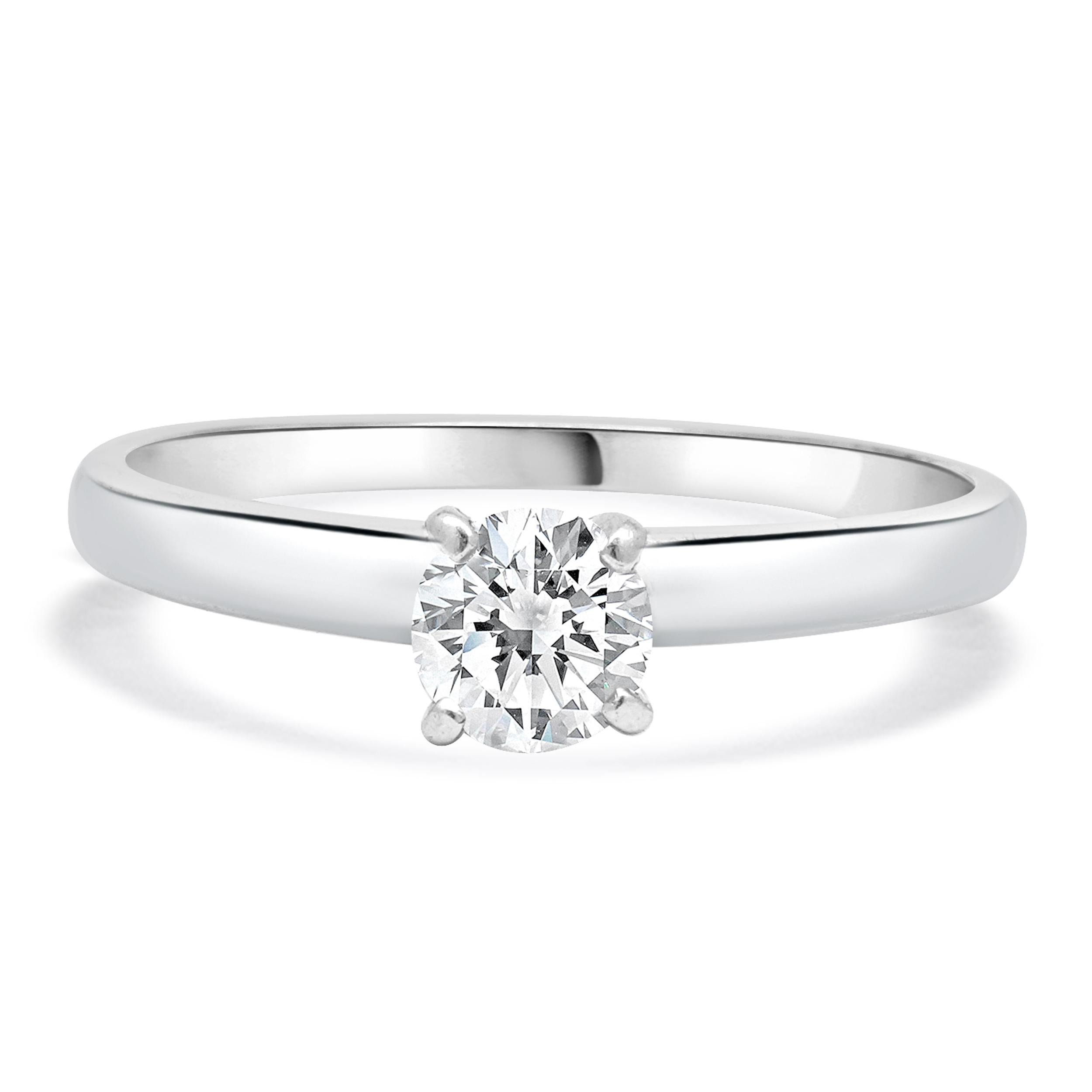 14K Weißgold 
Platin Leo Cut Diamant Solitär Verlobungsring im Angebot