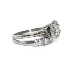14K White Gold & Platinum Wedding Set 1.05tdw, 6.7g
