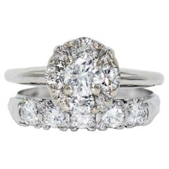 Ensemble de mariage en or blanc 14 carats et platine 1,05 ct. pt., 6,7 g