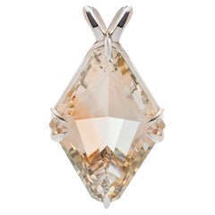 14k White Gold Polychrome Topaz Pendant, 20.80 Carats