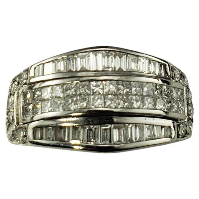14K White Gold Princess and Baguette Cut Diamond Ring Size 5.75 #21212