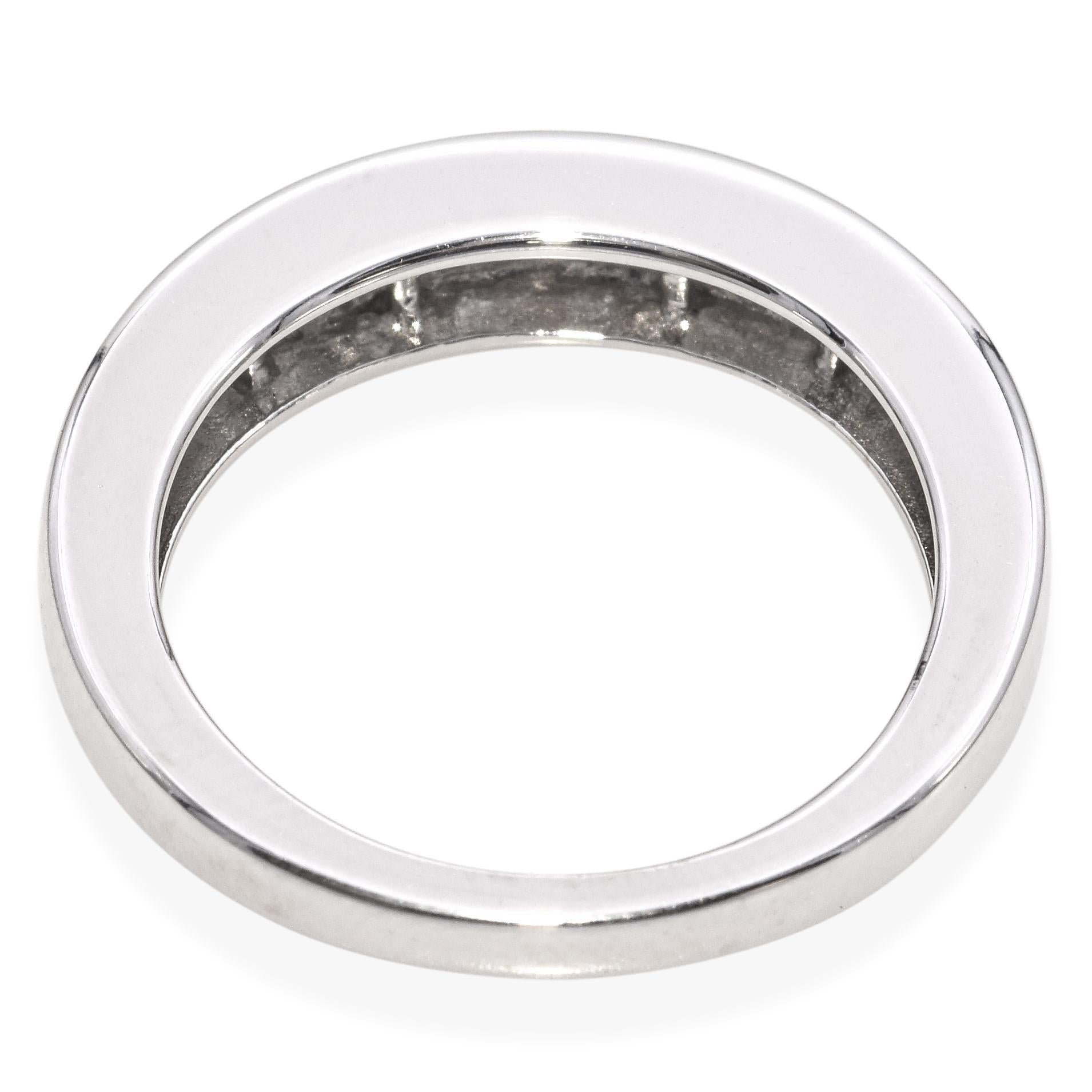 Women's 14K White Gold Princess Cut 0.69 TCW Diamond Channel Set Wedding Band Ring For Sale