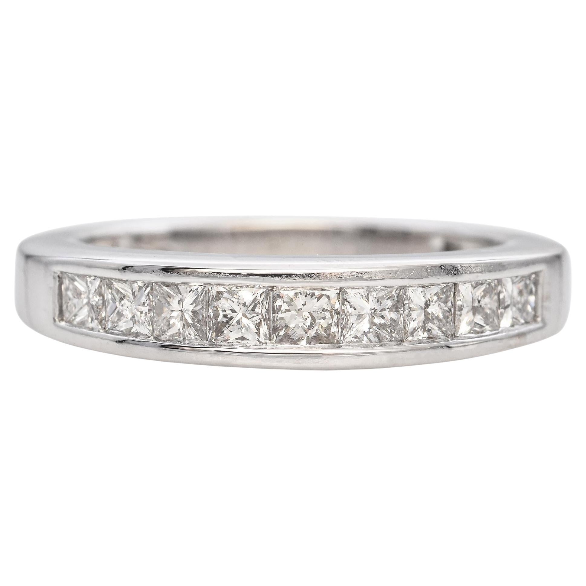14K White Gold Princess Cut 0.69 TCW Diamond Channel Set Wedding Band Ring