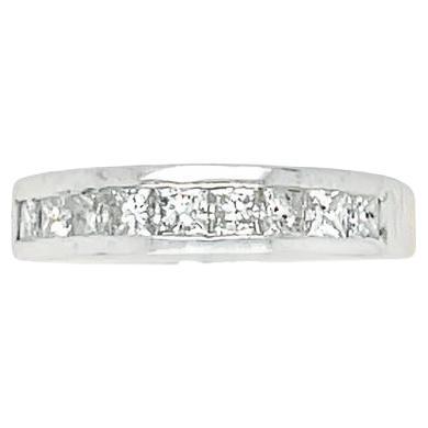 Princess Cut 9 Stone Channel Set Diamond Wedding Band 14K White Gold