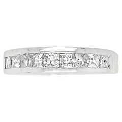 Princess Cut 9 Stone Channel Set Diamond Wedding Band 14K White Gold