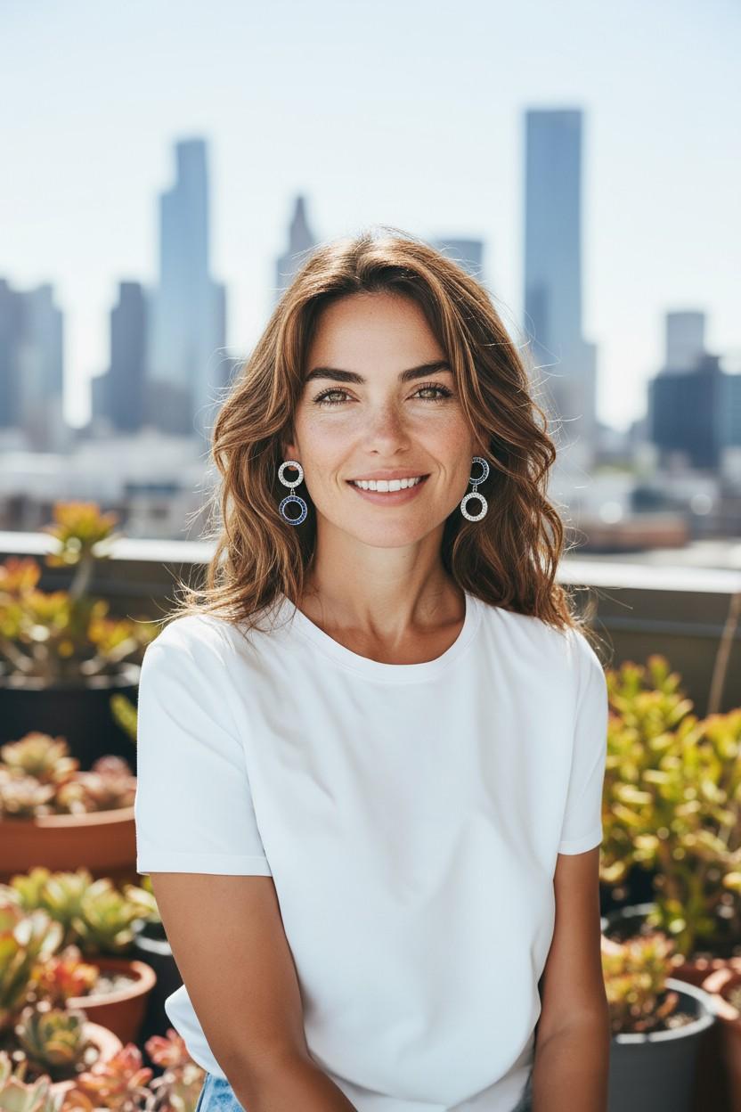 Fabriquées à la main au cœur du quartier des diamantaires de New York, ces élégantes boucles d'oreilles pendantes en double cercle présentent une alternance rythmée de diamants taille princesse (1,15 ctw) et de saphirs éclatants (1,65 ctw). Mesurant
