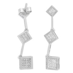14K White Gold 5/8 Carat Princess-Cut Diamond Earrings