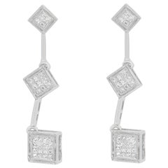 14K White Gold 5/8 Carat Princess-Cut Diamond Earrings 