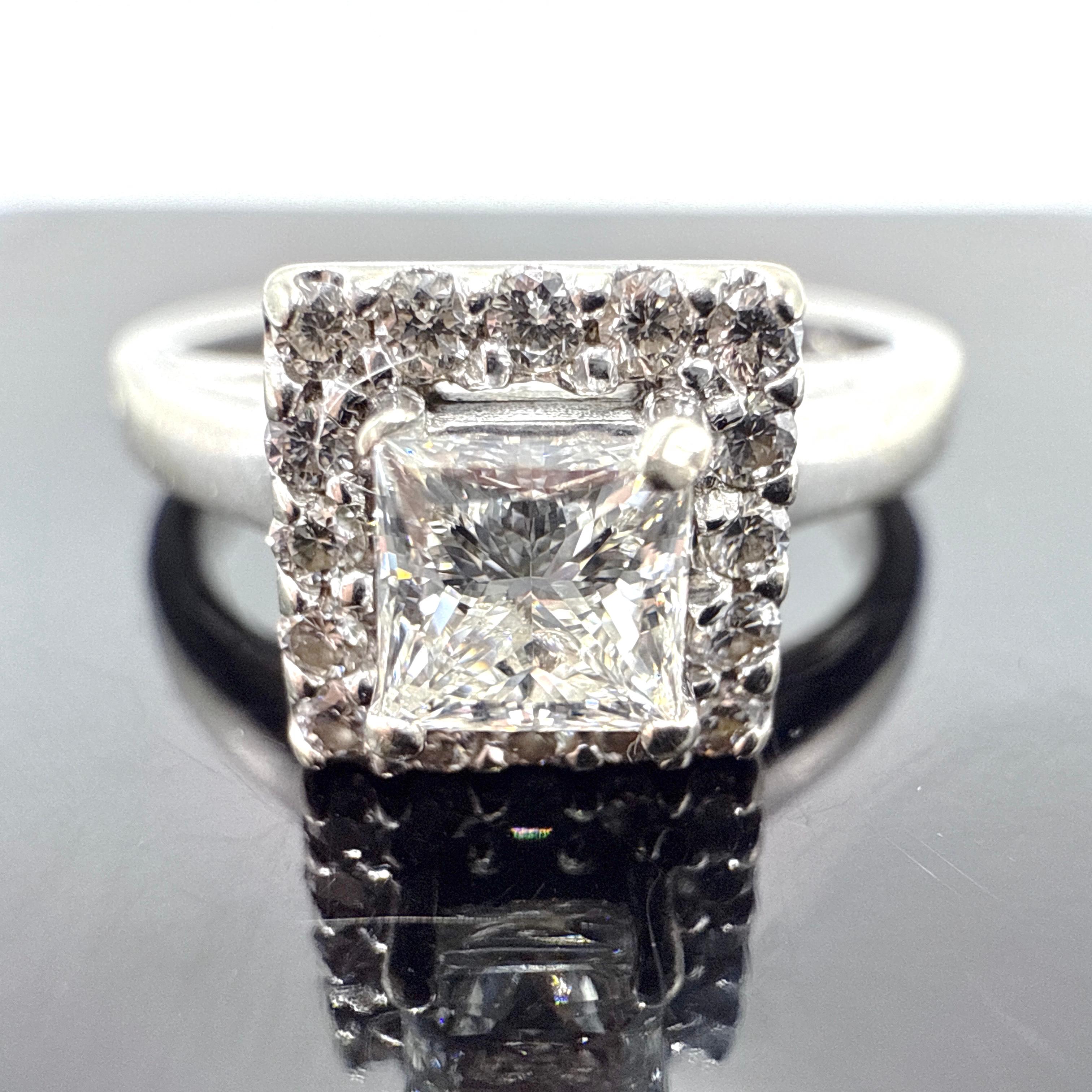 Princess Cut 14K White Gold Princess-Cut Diamond Engagement Ring 0.61TCW For Sale