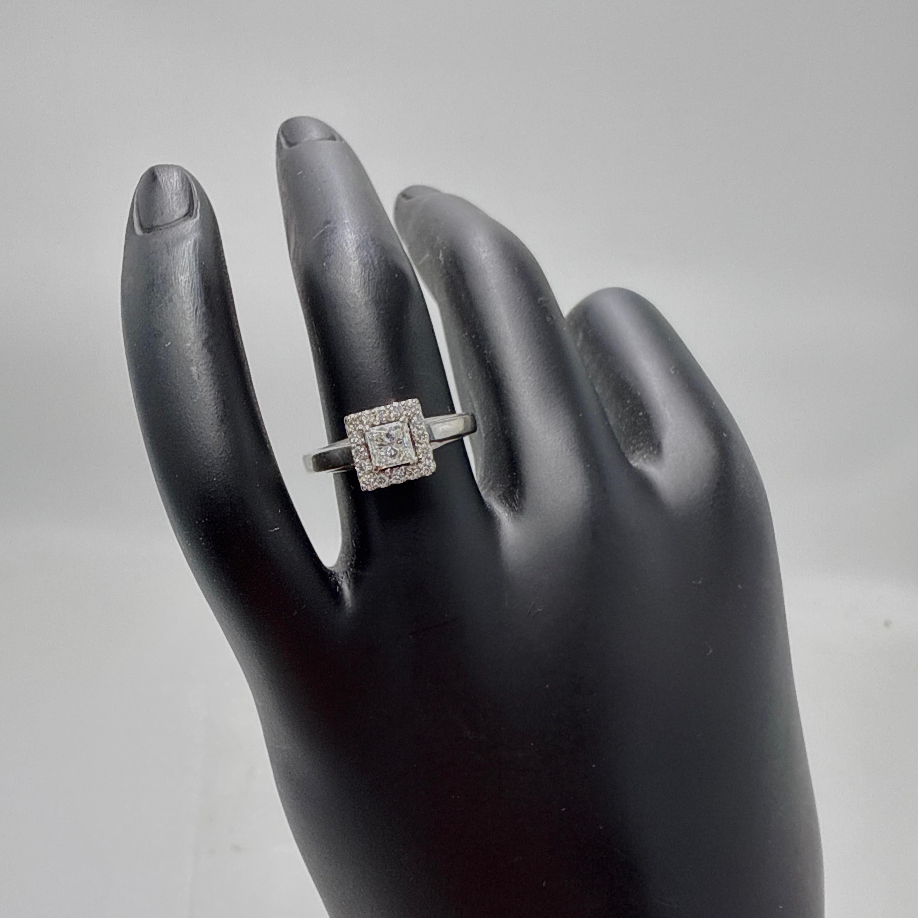 14K White Gold Princess-Cut Diamond Engagement Ring 0.61TCW For Sale 1