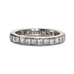 Vintage 14K White Gold Princess Cut Diamond Eternity Band Ring 2.00 ct