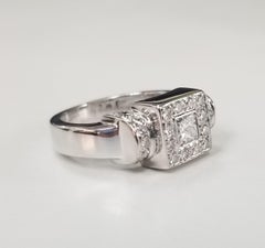14k White Gold Princess Cut Diamond Halo in Square Setting