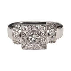 14k White Gold Princess Cut Diamond Halo in Square Setting