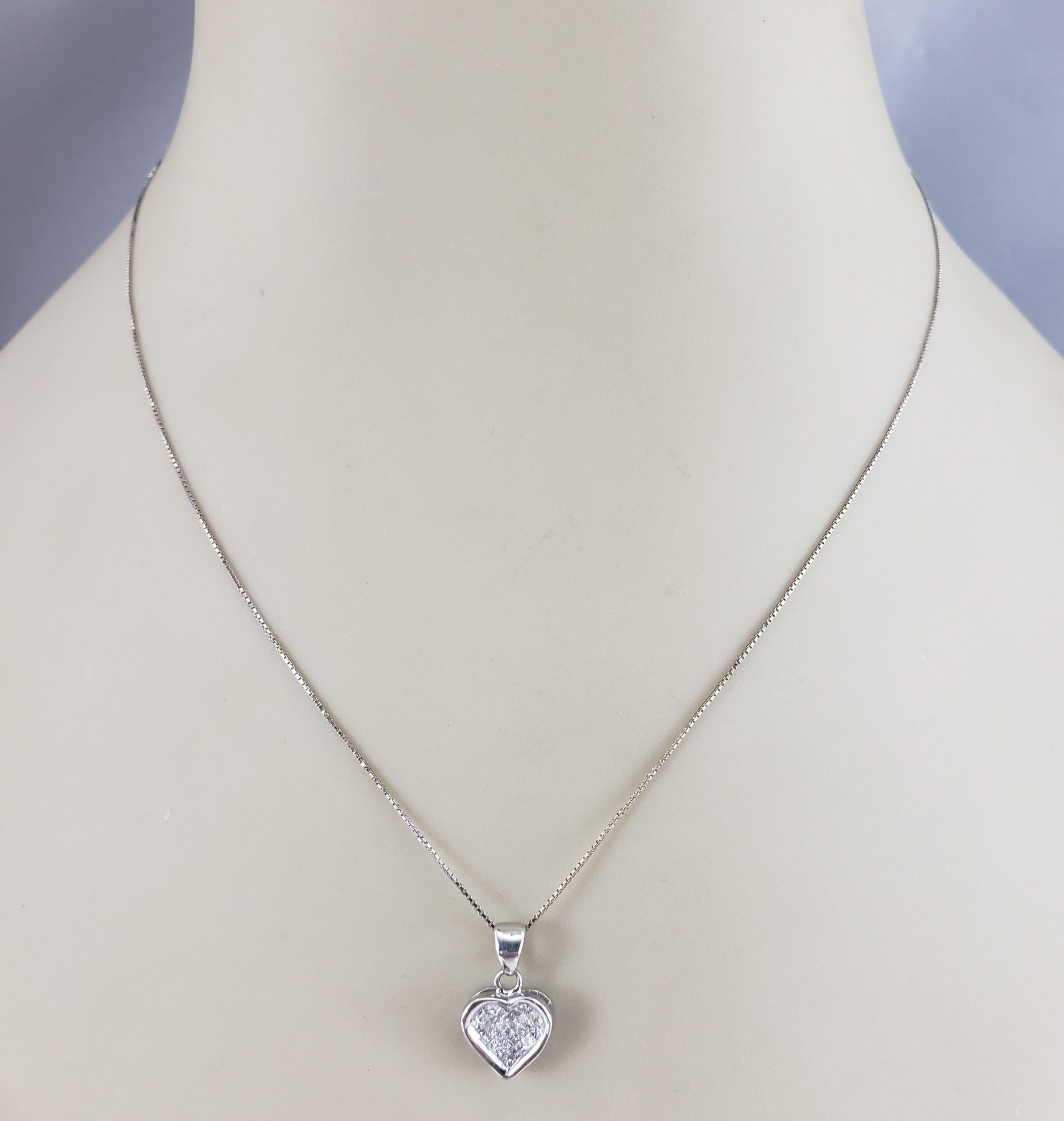 14K White Gold Princess Cut Diamond Heart Pendant Necklace #22946 For Sale 1