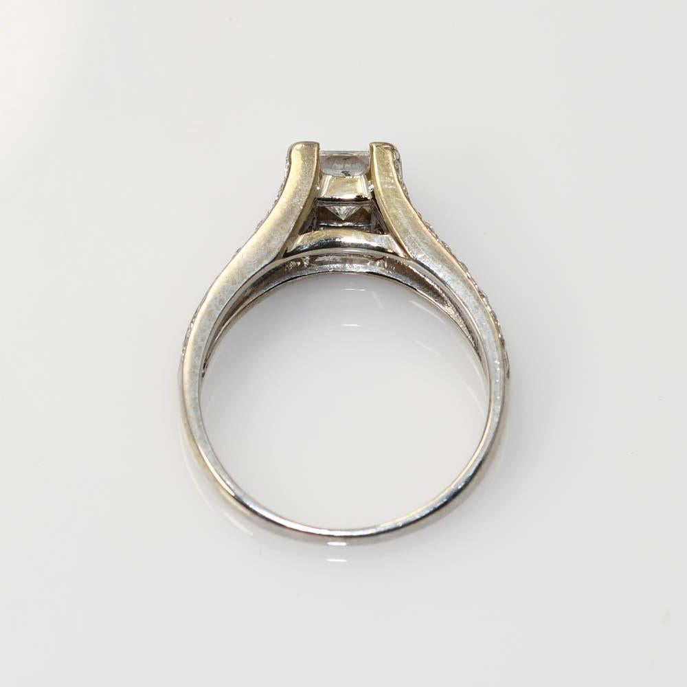 14K White Gold Princess Cut Diamond Ring .88ct, 3.9g For Sale 2