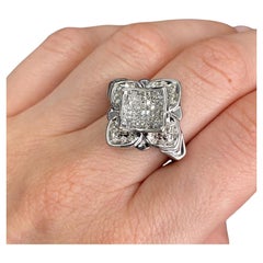 Anello con diamante taglio principessa in oro bianco 14k