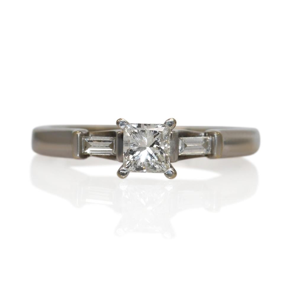 14K White Gold Princess Cut Diamond Ring